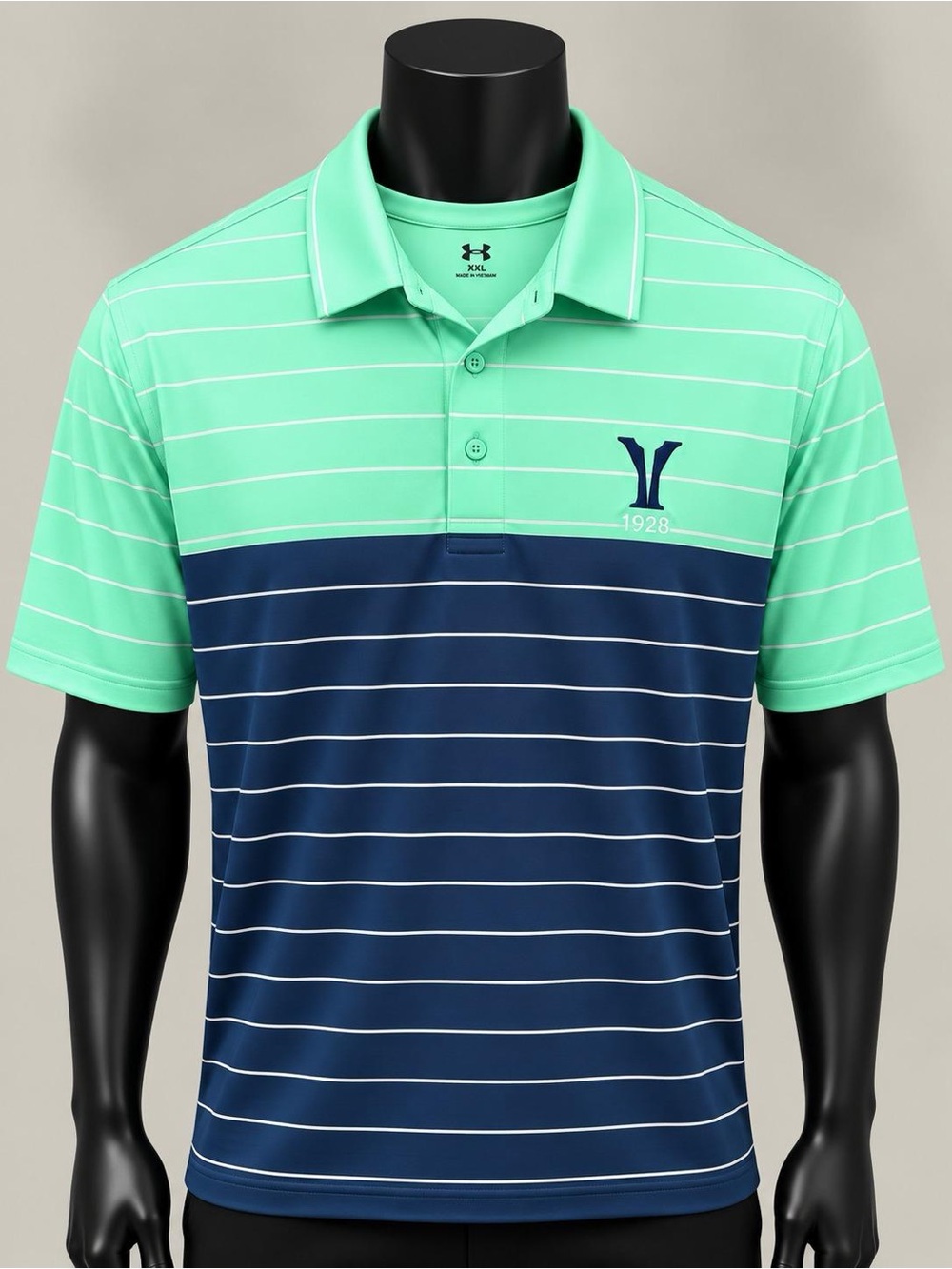 Under Armour Men’s Mint Green & Navy Striped Performance Polo